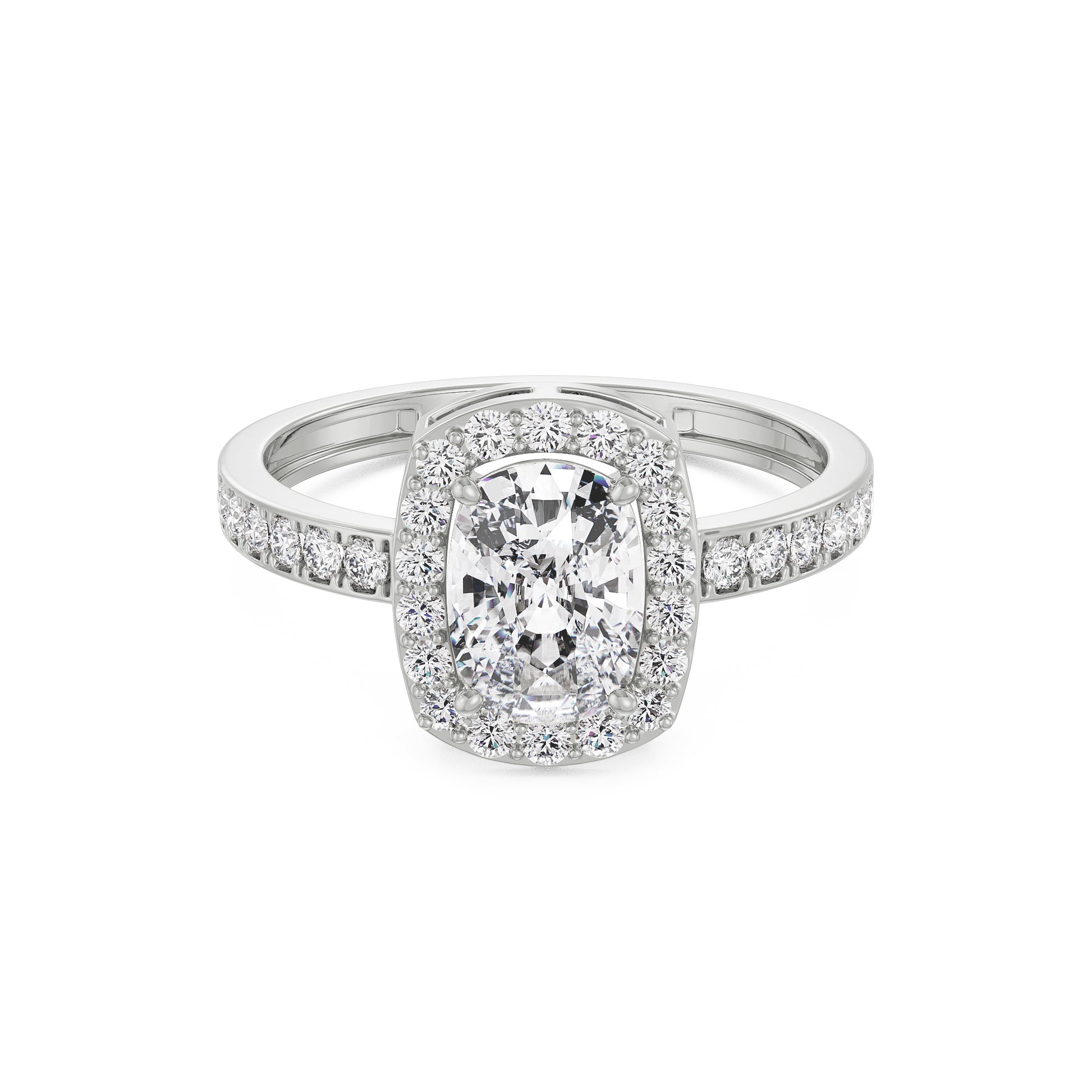 18K White Gold Cushion Cut Diamond Wedding Ring
