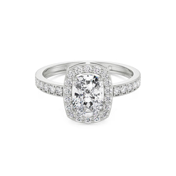 18K White Gold Cushion Cut Diamond Wedding Ring