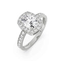 18K White Gold Cushion Cut Diamond Wedding Ring Front View