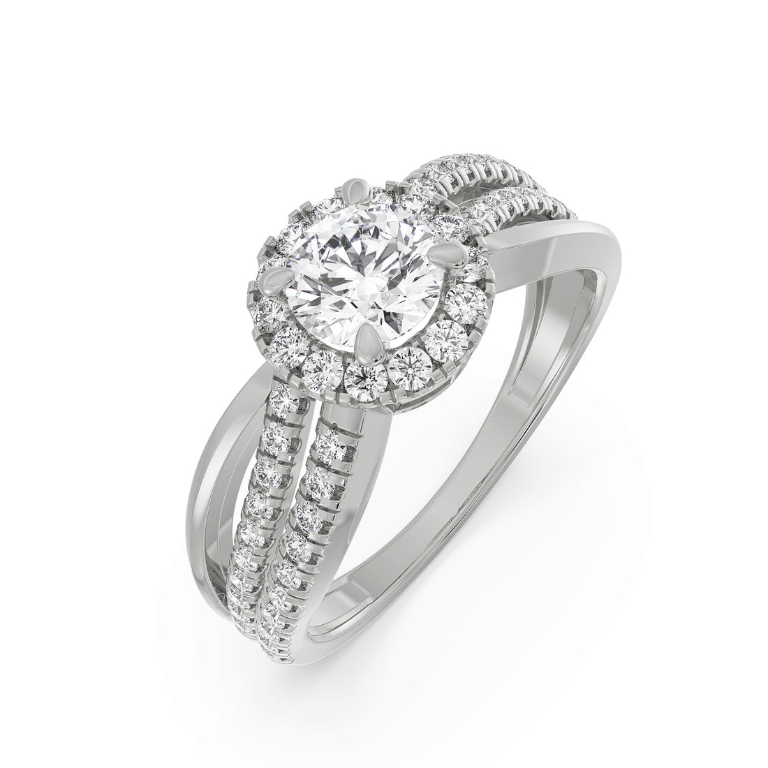 18K White Gold Diamond Halo Engagement Ring