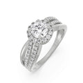 18K White Gold Diamond Halo Engagement Ring
