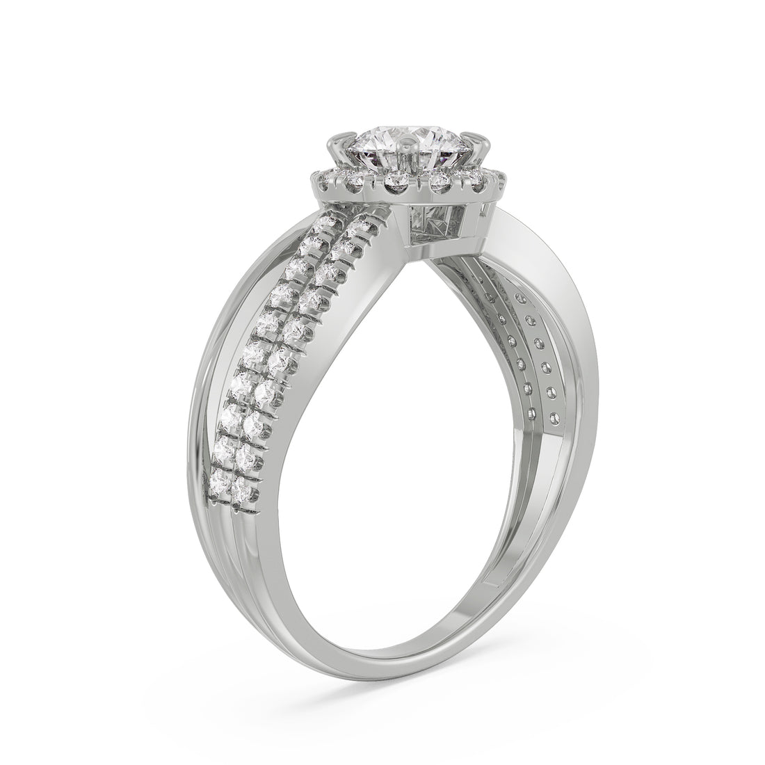 18K White Gold Diamond Halo Engagement Ring