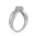 18K White Gold Diamond Halo Engagement Ring Side View