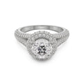 18K White Gold Halo Diamond Ring Split Shank Brilliance La Joyeria