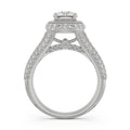 18K White Gold Halo Diamond Ring Split Shank Brilliance Side View La Joyeria