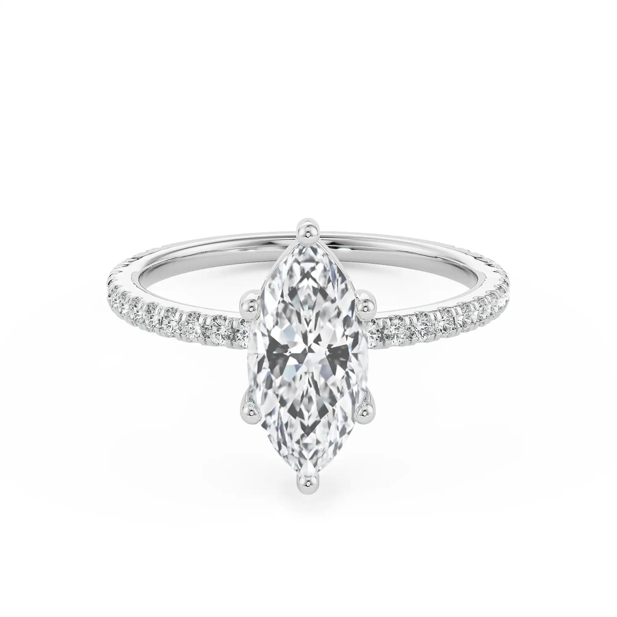 18K White Gold Marquise Cut Diamond Engagement Ring
