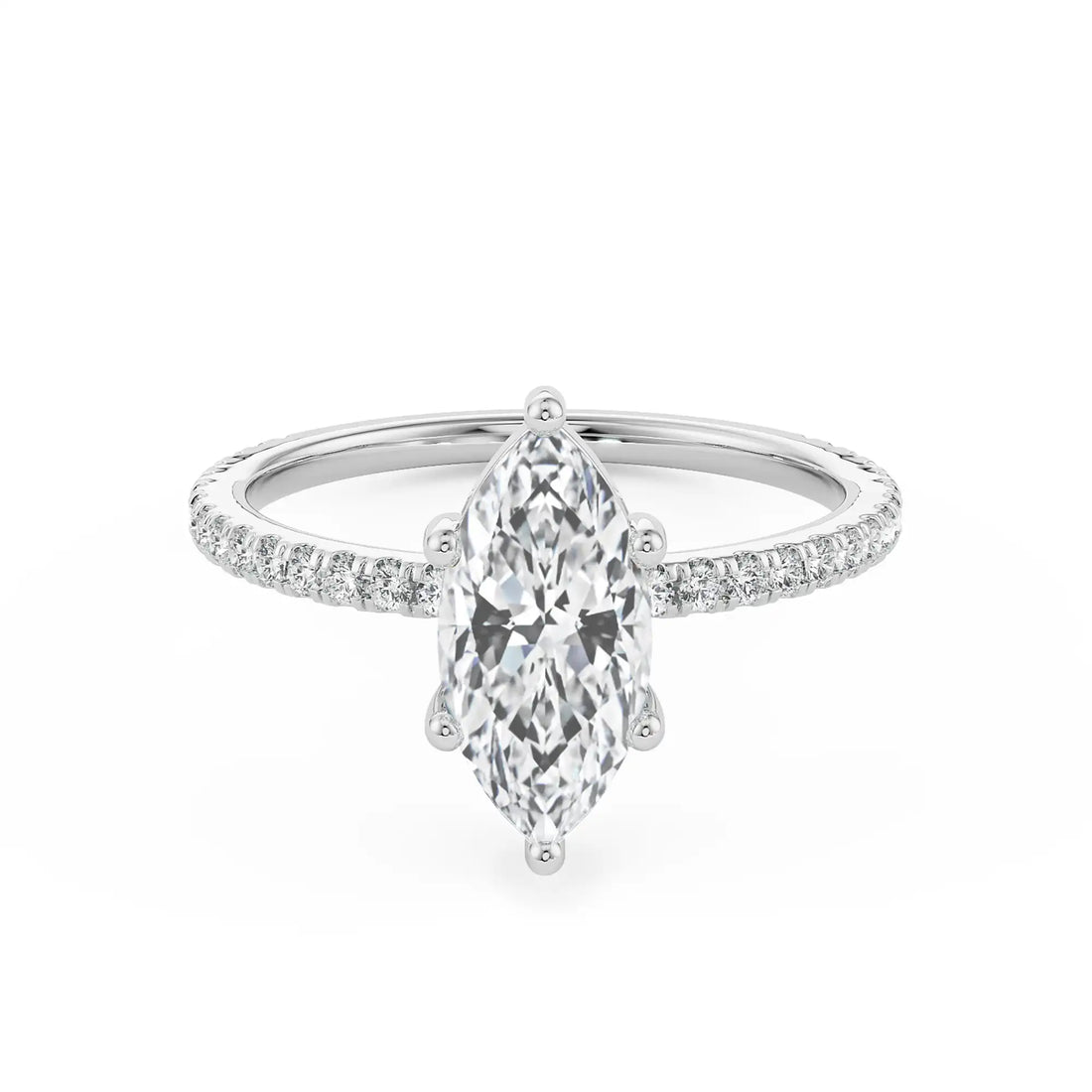 18K White Gold Marquise Cut Diamond Engagement Ring