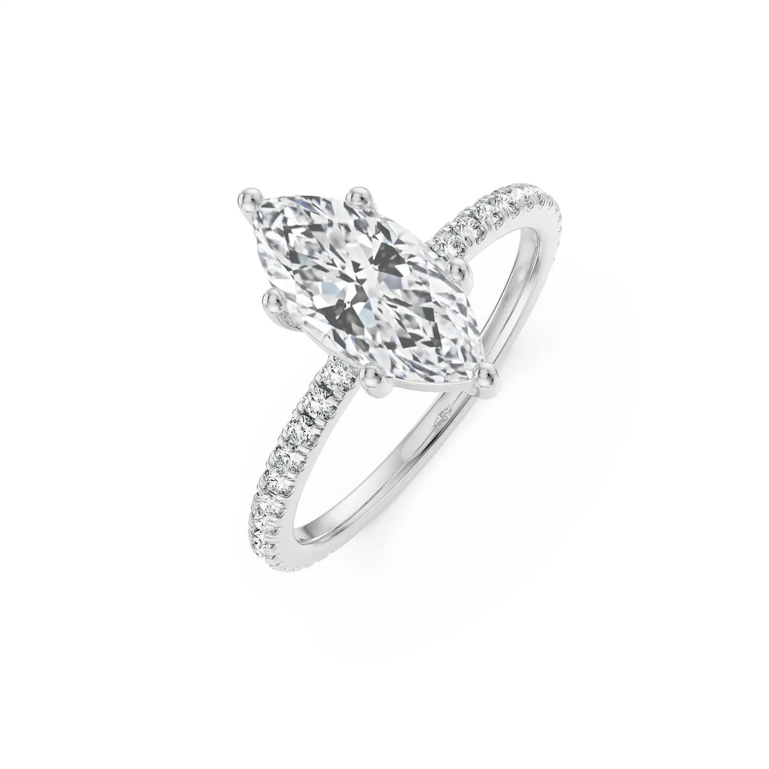 18K White Gold Marquise Cut Diamond Engagement Ring