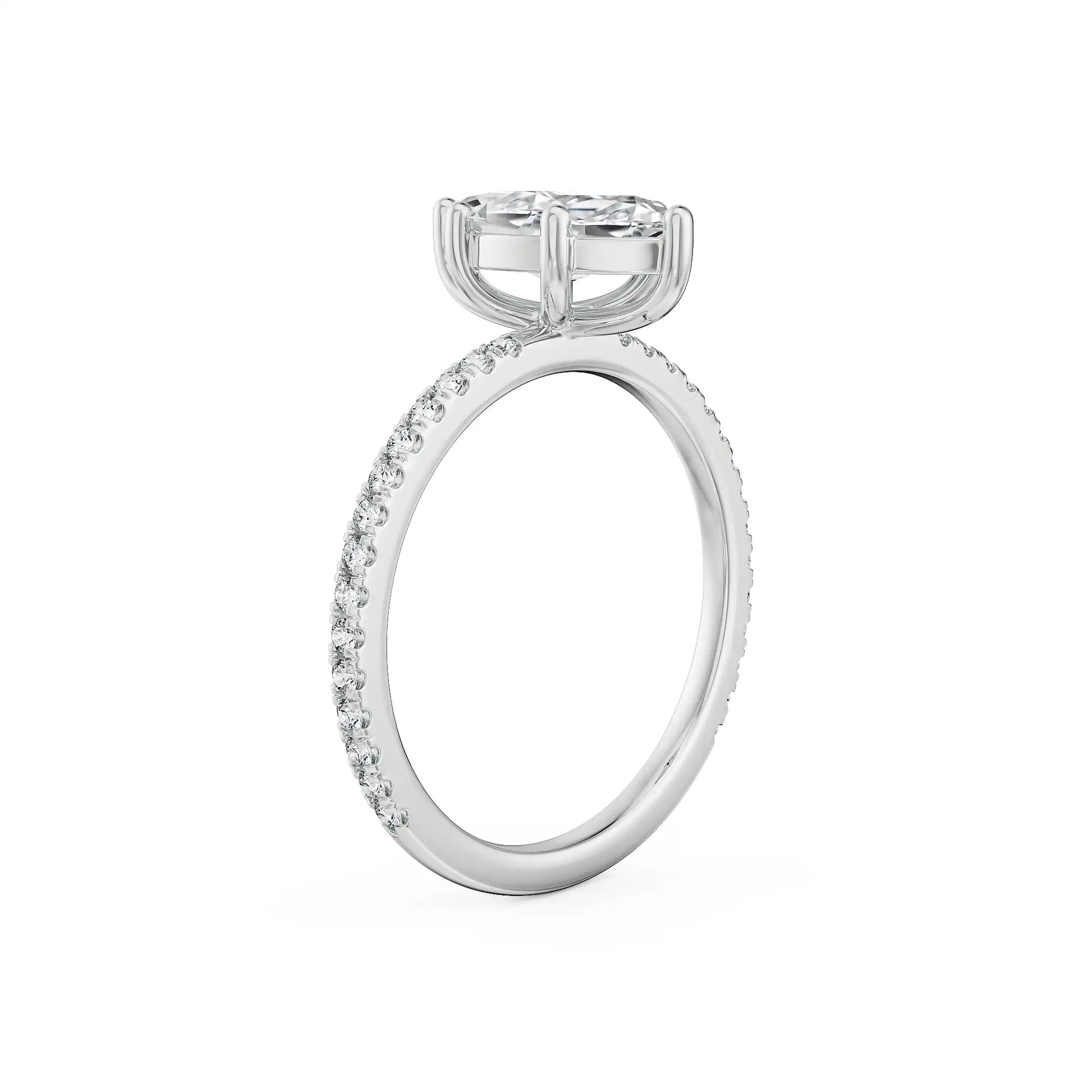 18K White Gold Marquise Cut Diamond Engagement Ring SideView
