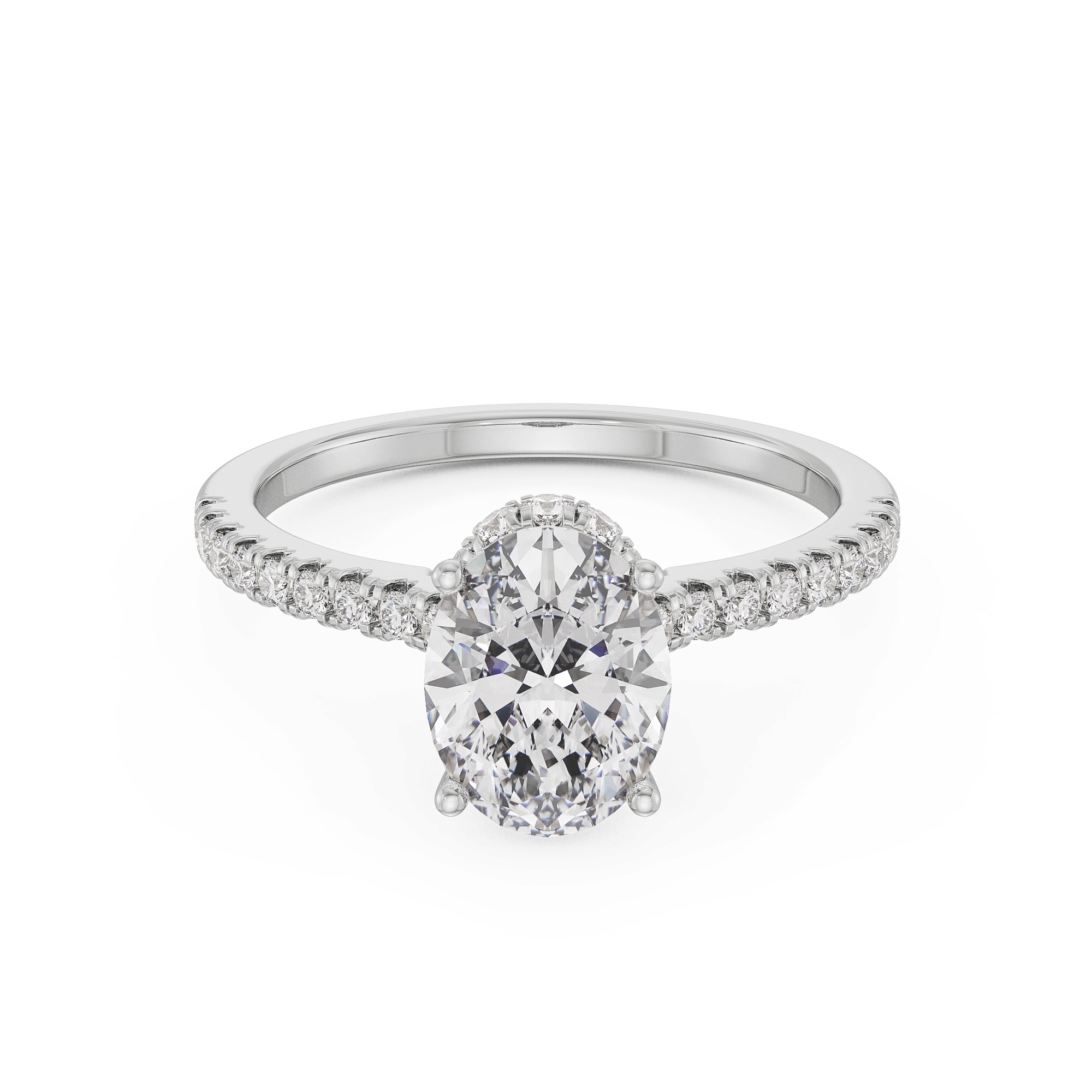 18K White Gold Oval Diamond Engagement Ring