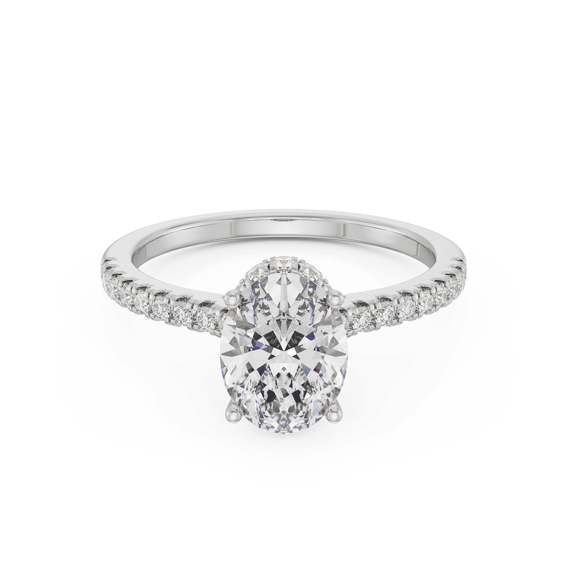 18K White Gold Oval Diamond Engagement Ring