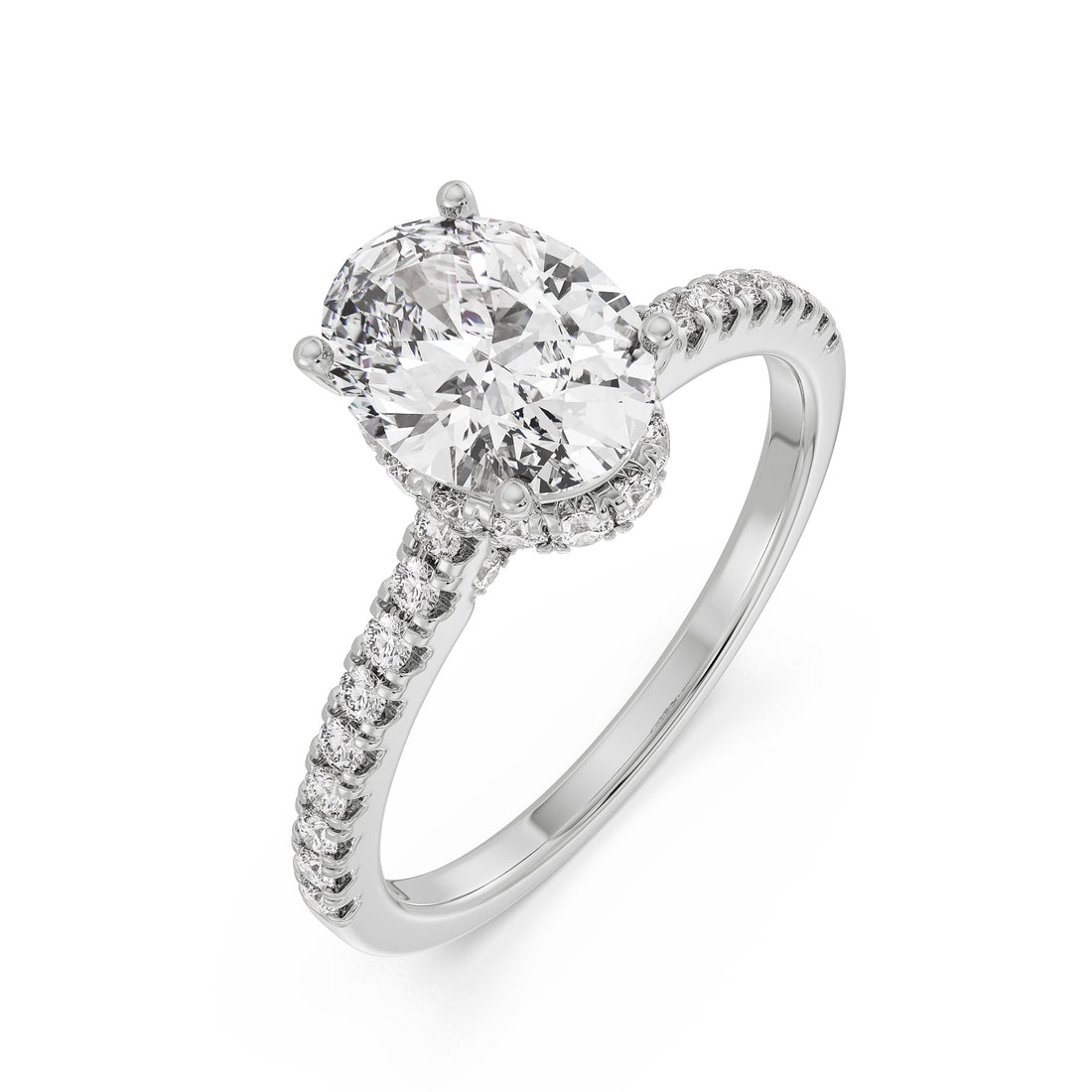 18K White Gold Oval Diamond Engagement Ring