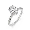 18K White Gold Oval Diamond Engagement Ring Front View La Joyeria