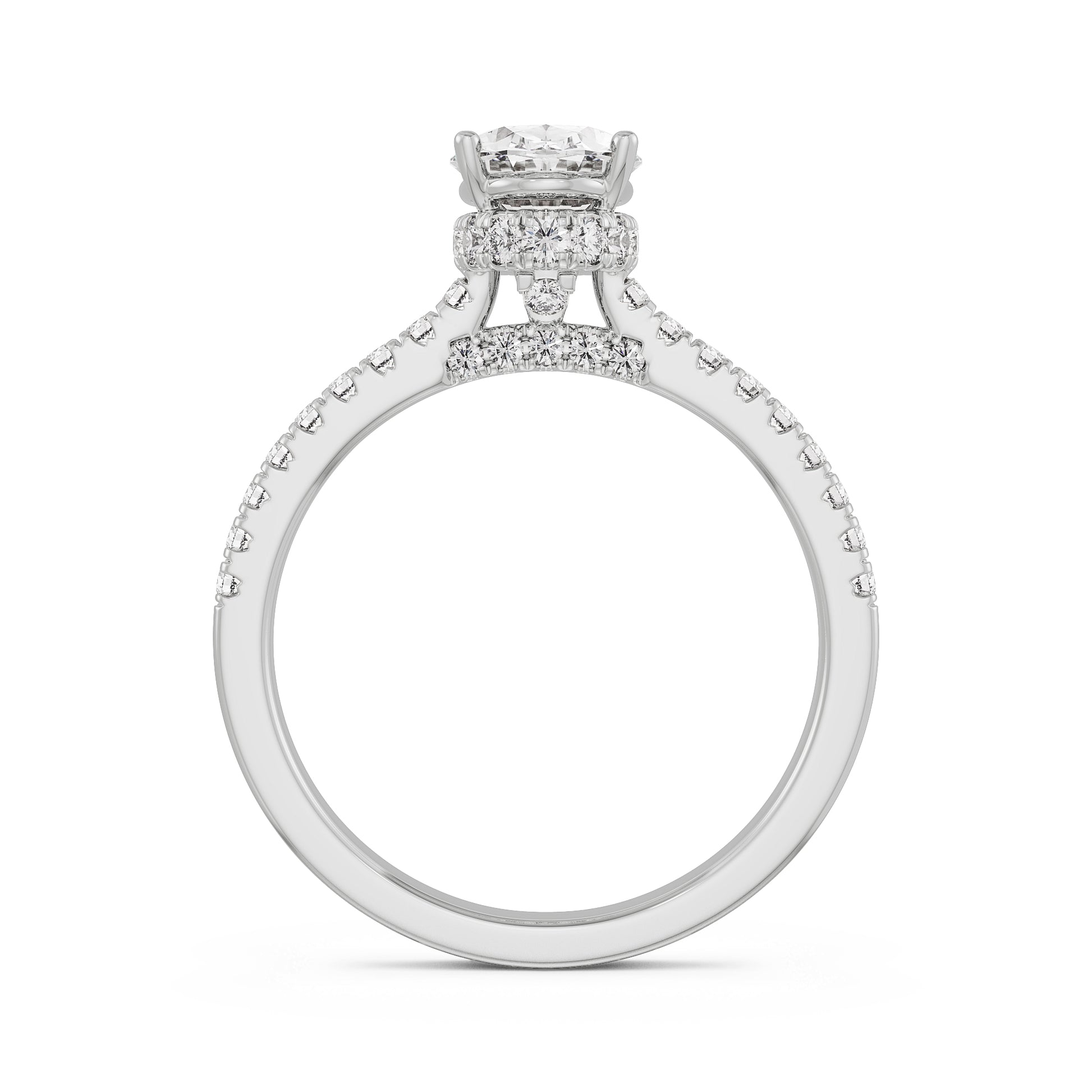 18K White Gold Oval Diamond Engagement Ring Side View La Joyeria