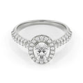 18K White Gold Oval Double Halo Diamond Engagement Ring