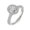 18K White Gold Oval Double Halo Diamond Engagement Ring Front View