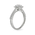 18K White Gold Oval Double Halo Diamond Engagement Ring Side View