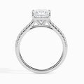 18K White Gold Princess Cut Diamond Engagement Ring Pavé Band Elegance Side View
