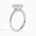18K White Gold Princess Cut Diamond Engagement Ring Pavé Band Elegance Side View 2