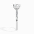 18K White Gold Princess Cut Diamond Engagement Ring Pavé Band Elegance Side View 3