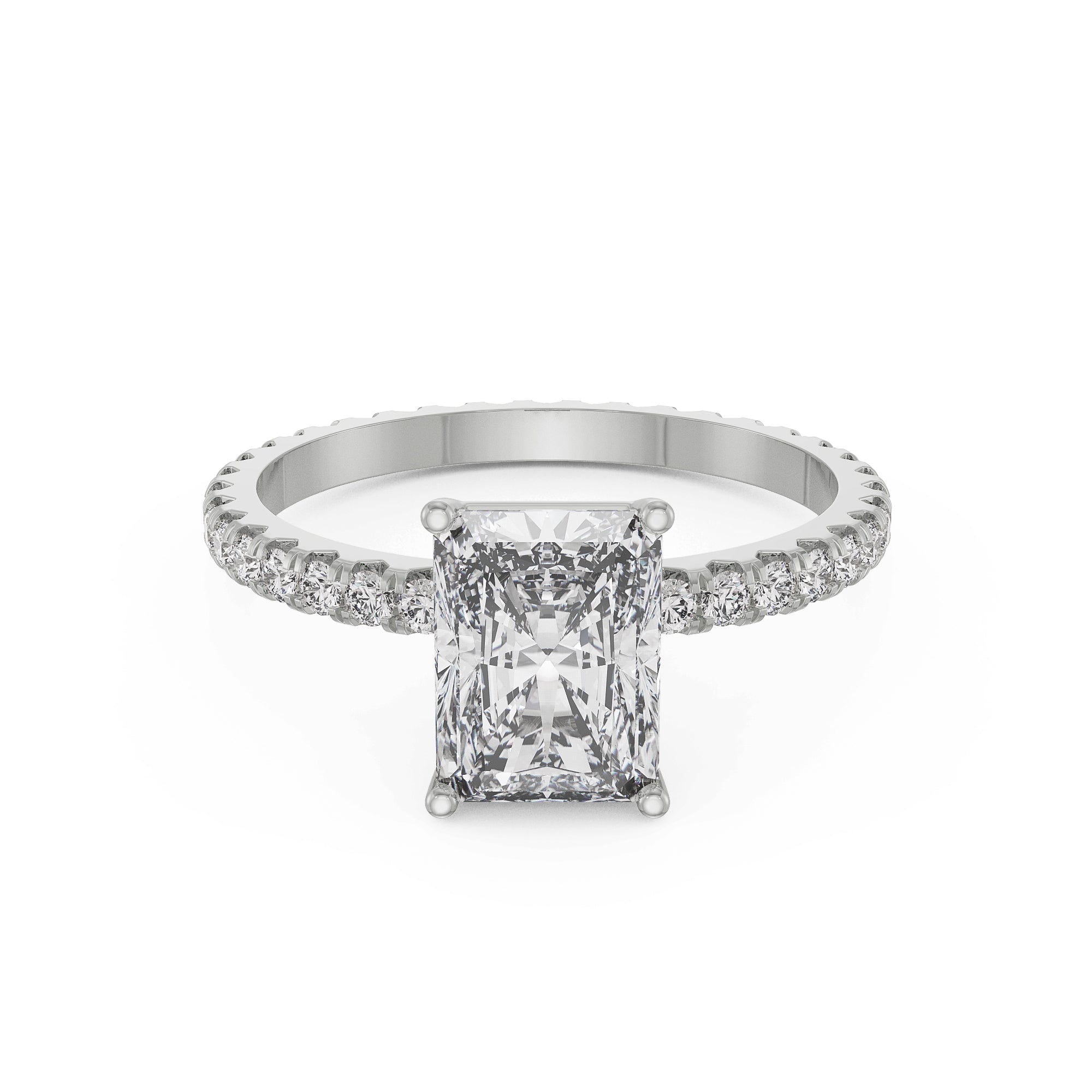 18K White Gold Radiant Cut Diamond Engagement Ring