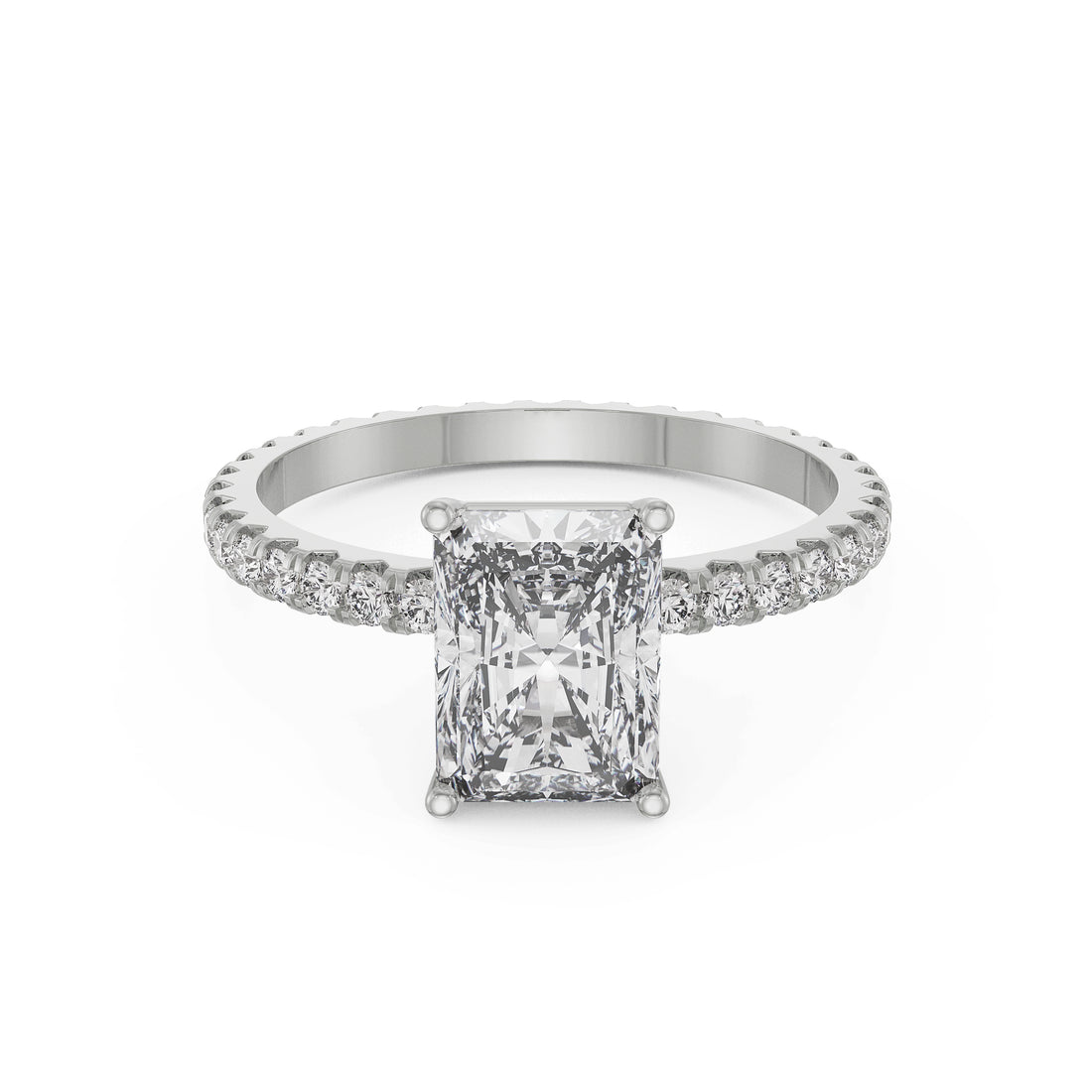 18K White Gold Radiant Cut Diamond Engagement Ring