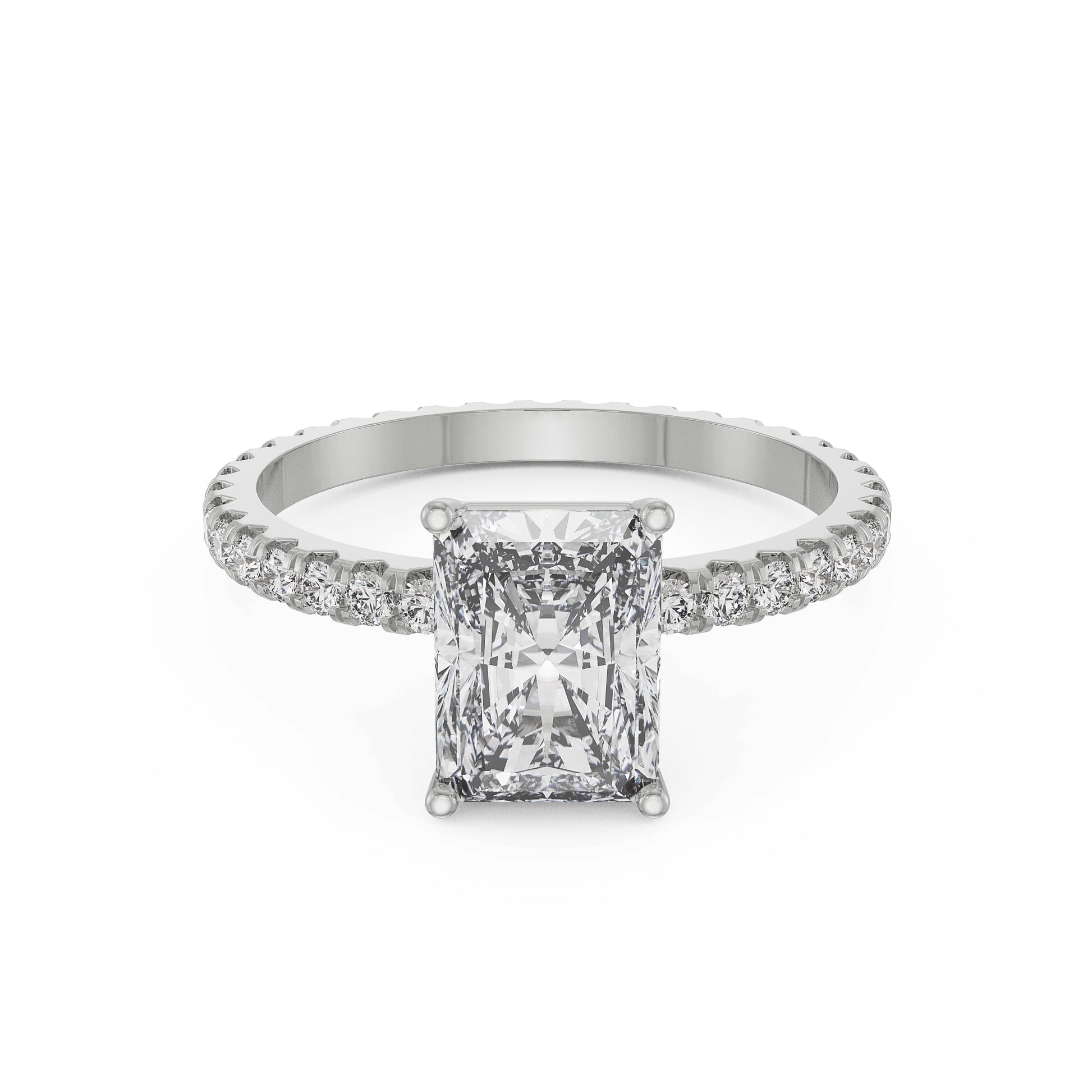 18K White Gold Radiant Cut Diamond Engagement Ring