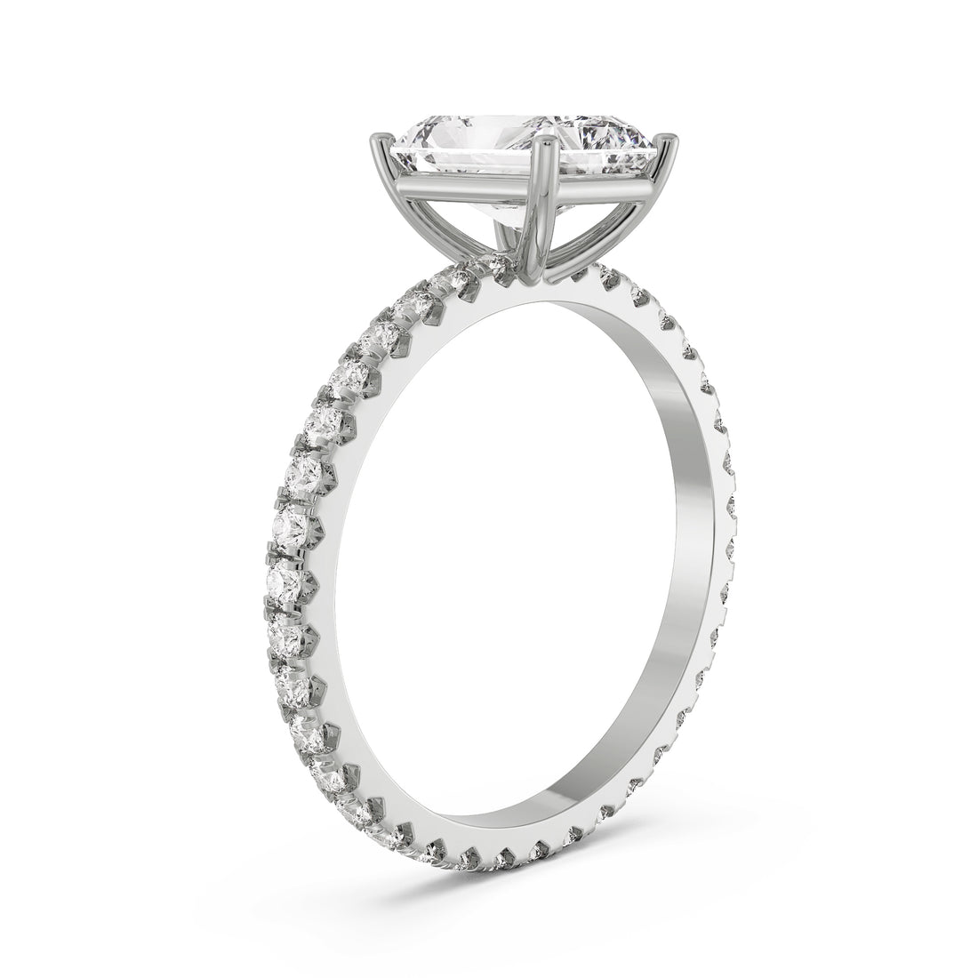 18K White Gold Radiant Cut Diamond Engagement Ring