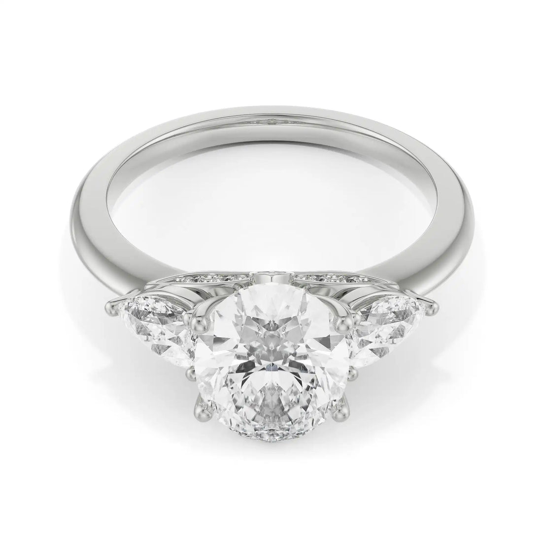 18K White Gold Round Brilliant Diamond Trio Ring