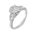 18K White Gold Round Brilliant Diamond Trio Ring Front View