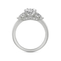 18K White Gold Round Brilliant Diamond Trio Ring Side View