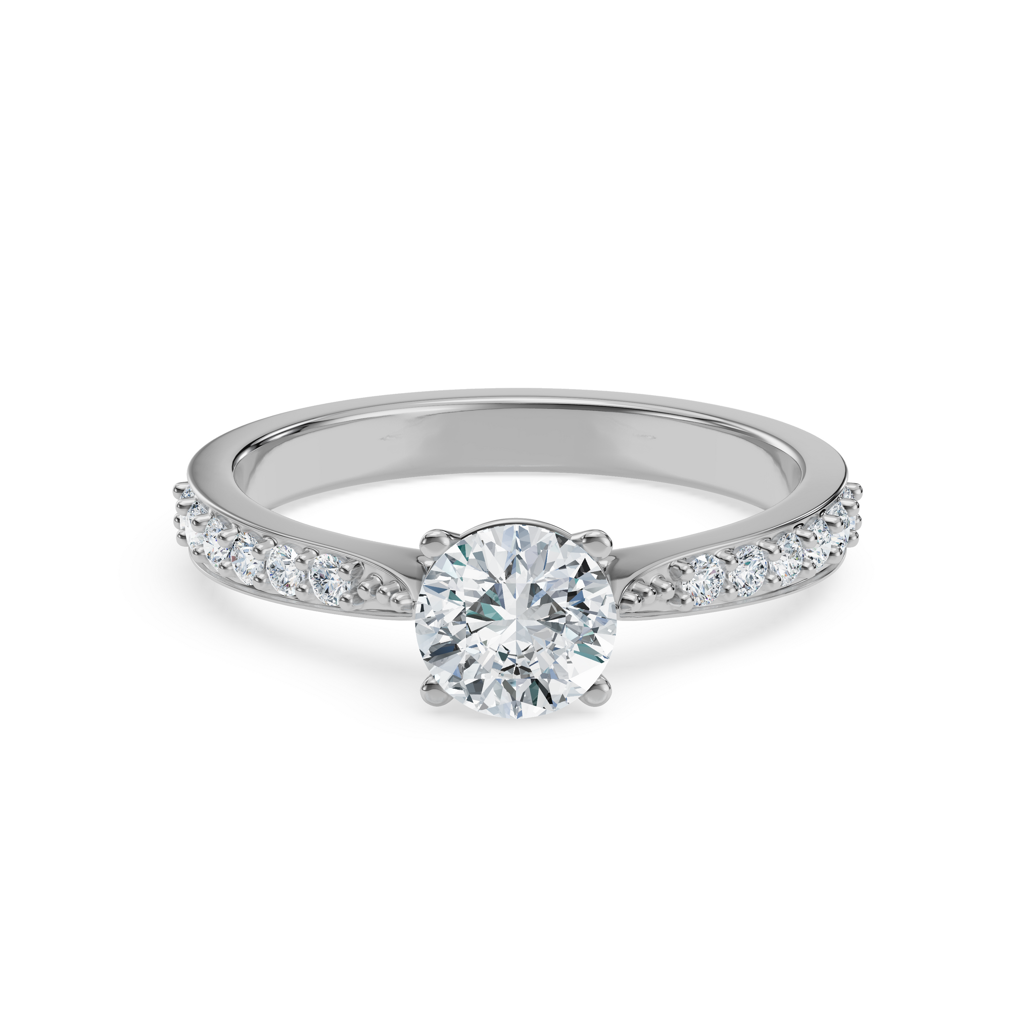 18K White Gold Round Diamond Engagement Ring