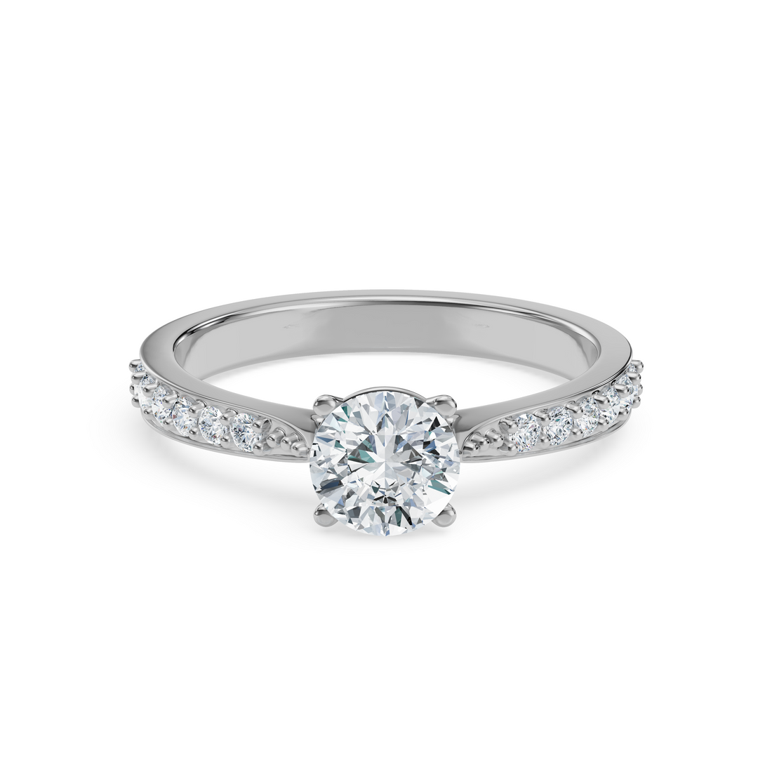 18K White Gold Round Diamond Engagement Ring