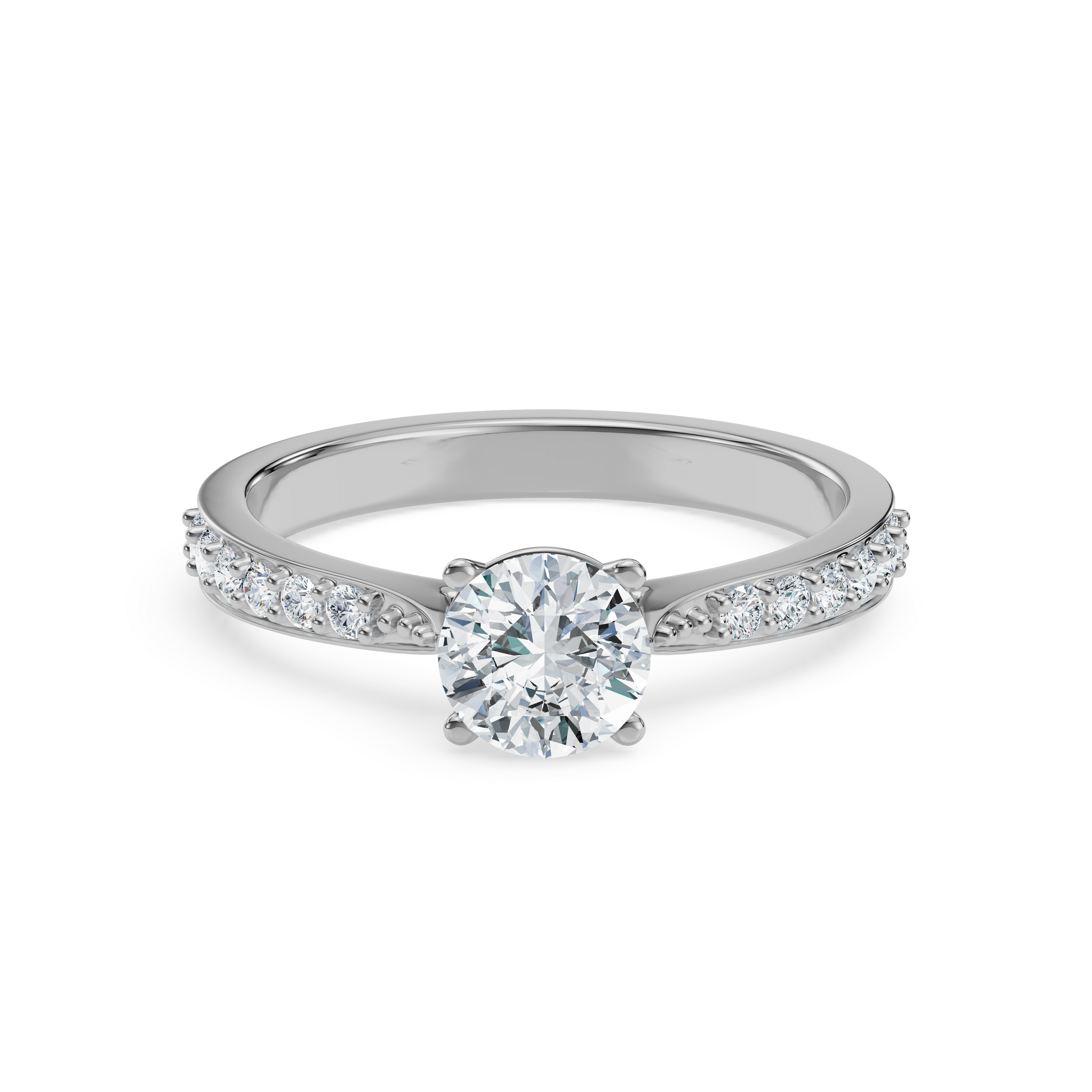 18K White Gold Round Diamond Engagement Ring