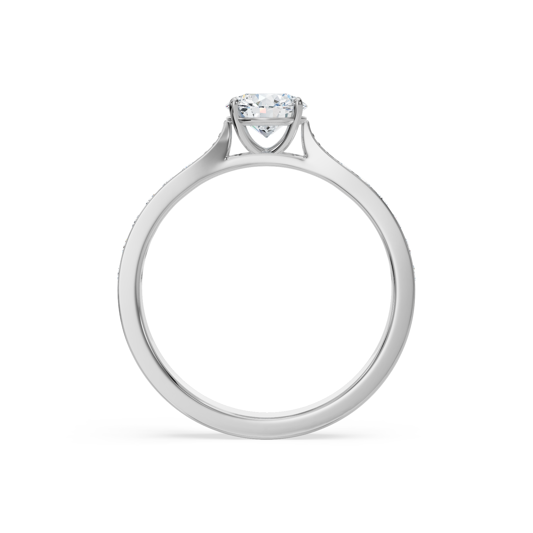 18K White Gold Round Diamond Engagement Ring Front View La Joyeria