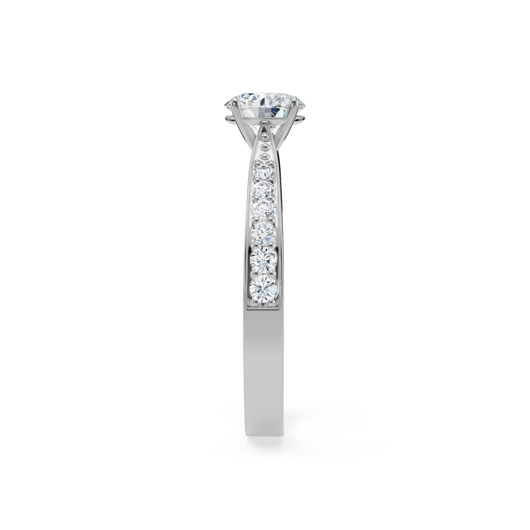 18K White Gold Round Diamond Engagement Ring Side View 2 La Joyeria