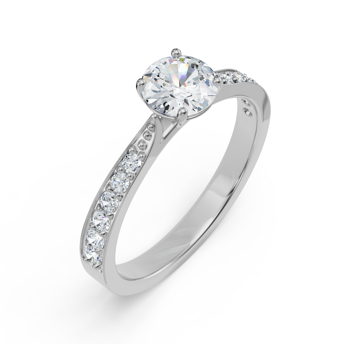18K White Gold Round Diamond Engagement Ring