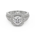 18K White Gold Round Diamond Halo Engagement Ring
