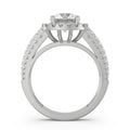 18K White Gold Round Diamond Halo Engagement Ring Side View La Joyeria