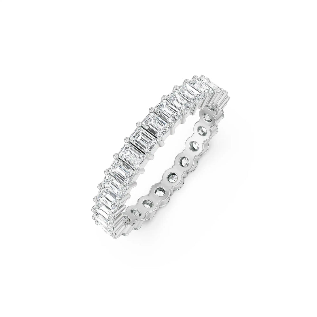 18K White Gold Round and Emerald Cut Diamond Eternity Band