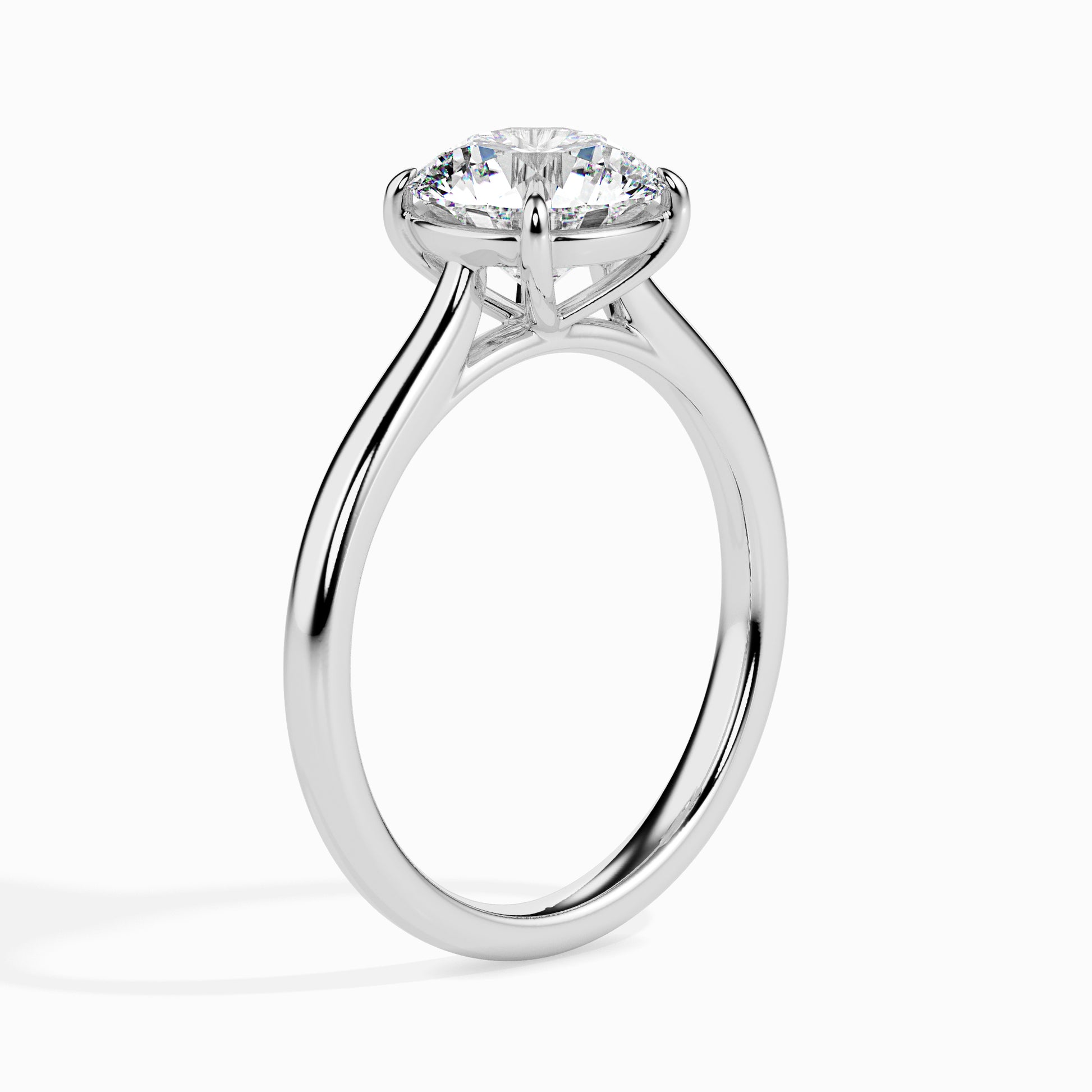 18K White Gold Solitaire Diamond Engagement Ring Side View 2 La Joyeria