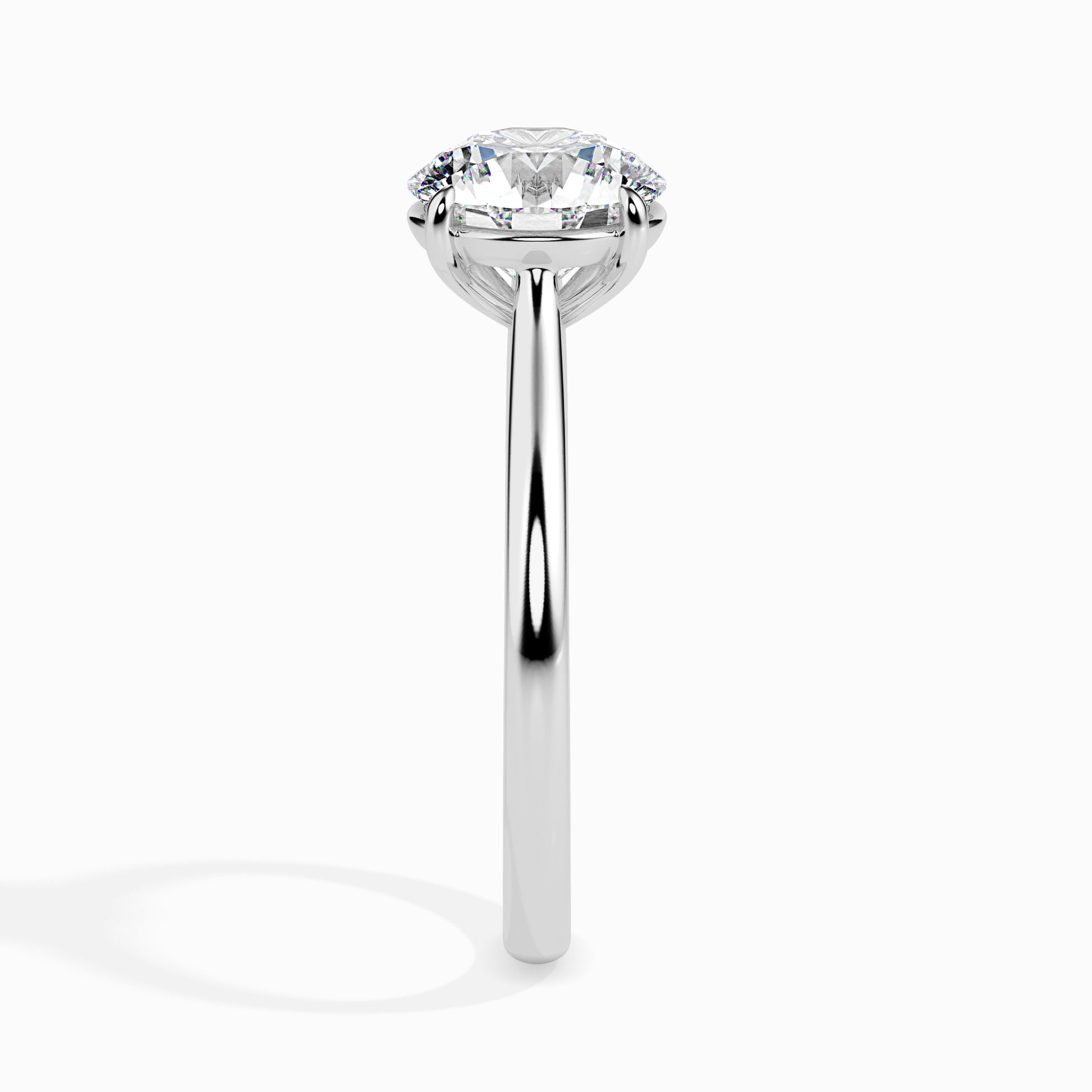 18K White Gold Solitaire Diamond Engagement Ring Side View 3 La Joyeria