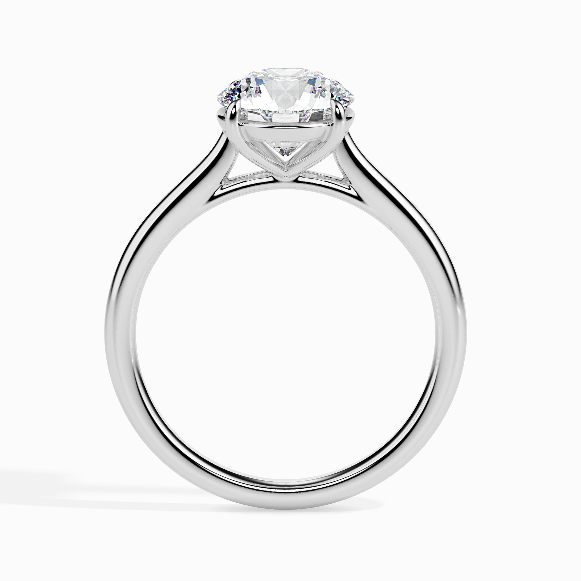 18K White Gold Solitaire Diamond Engagement Ring Side View La Joyeria