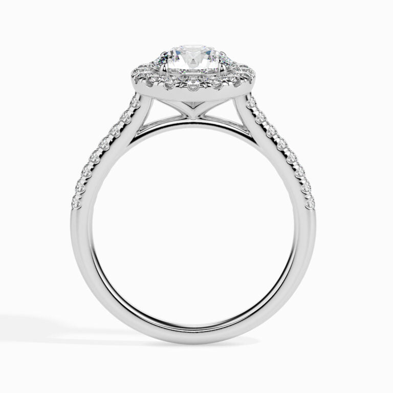 18K White Gold Solitaire Diamond Ring Side-Front View La Joyeria