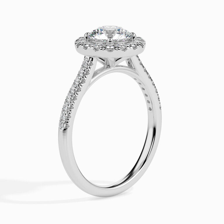 18K White Gold Solitaire Diamond Ring Side View La Joyeria