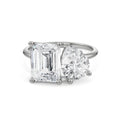 18K White Gold Toi et Moi Diamond Ring Emerald & Pear Cut Elegance