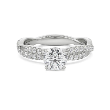 18K White Gold Twisted Band Diamond Ring