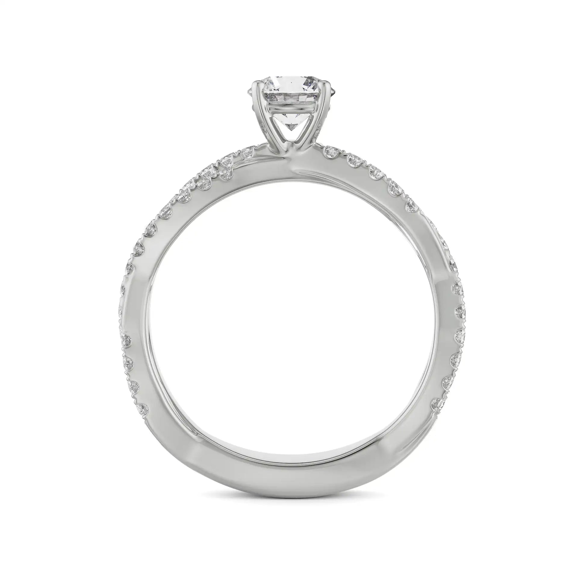 18K White Gold Twisted Band Diamond Ring Back View