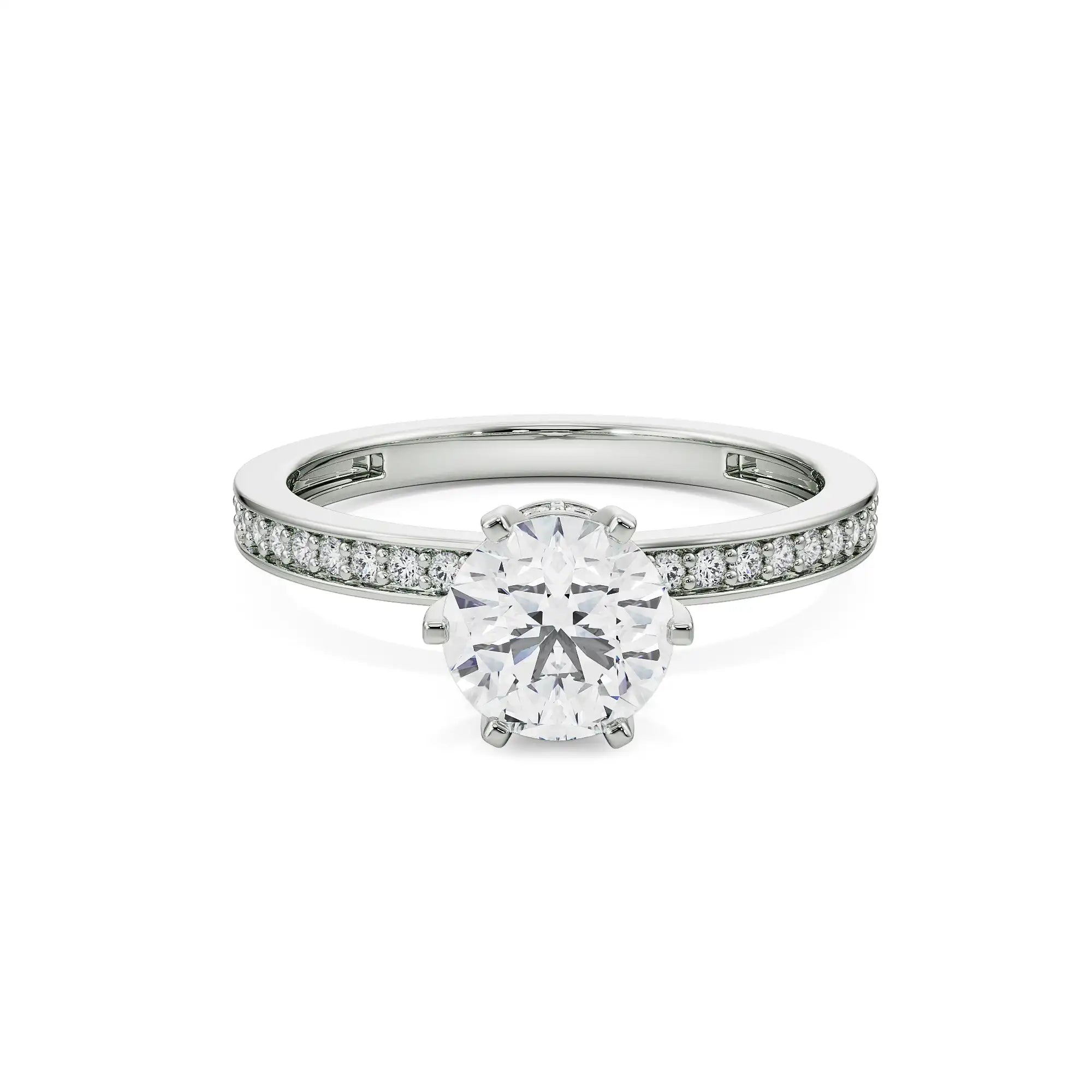 18K White Gold Viesco Round Diamond Ring