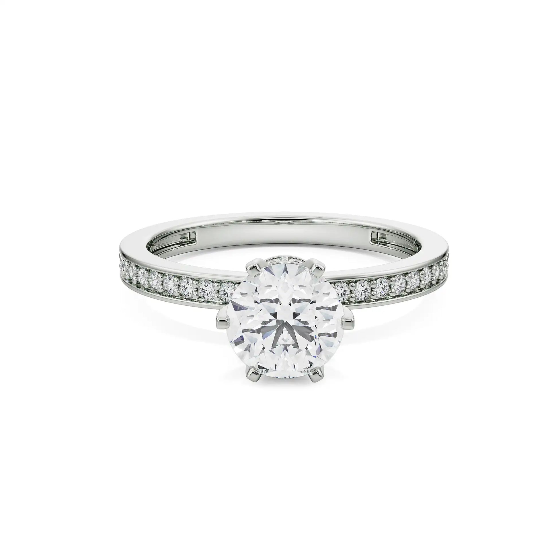 18K White Gold Viesco Round Diamond Ring